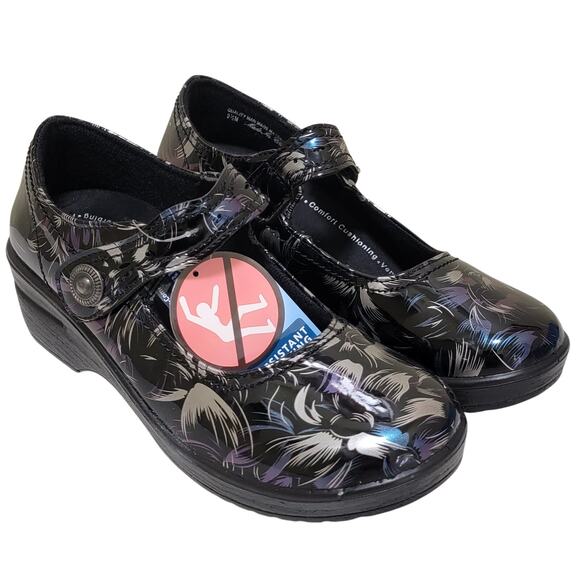 Easy Works by Easy Street Women Letsee Mary Jane Clogs Size US 9.5M Black Floral - Picture 1 of 7